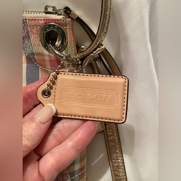 💜HP💜 Retired NWOT Coach Poppy Madras Plaid Sequined Pink Colorful Plaid Metallic - Picture 5 of 17